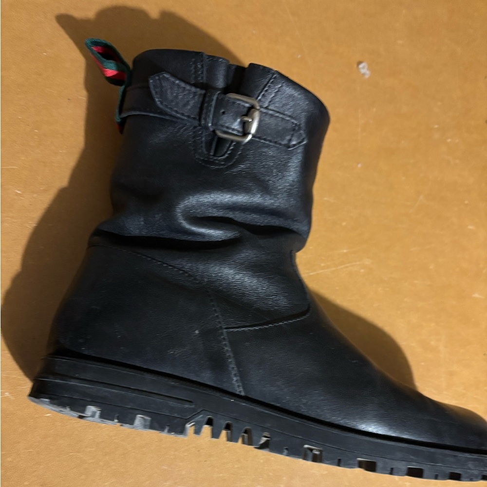 Gucci Elegant Black Leather moto dress Boots